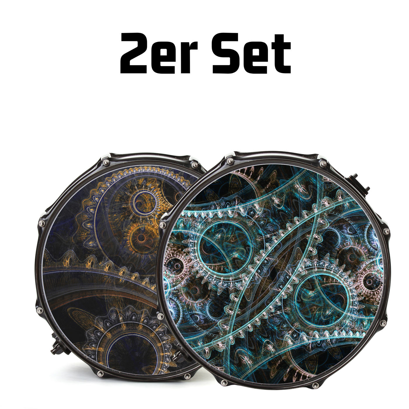 Bassdrumfell-Aufkleber mit Steampunk-Design (2er-Set)