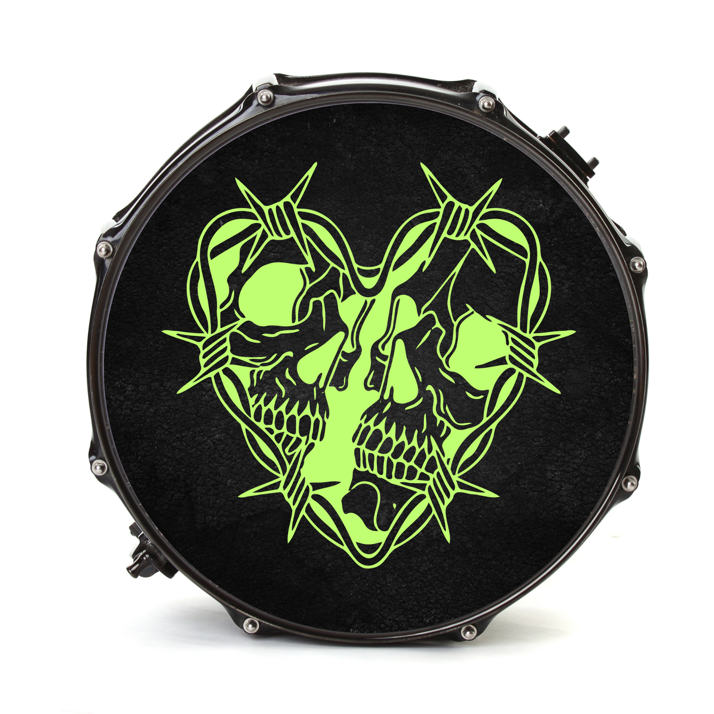 Nachleuchtender Bassdrumfell-Aufkleber mit Skull-Design