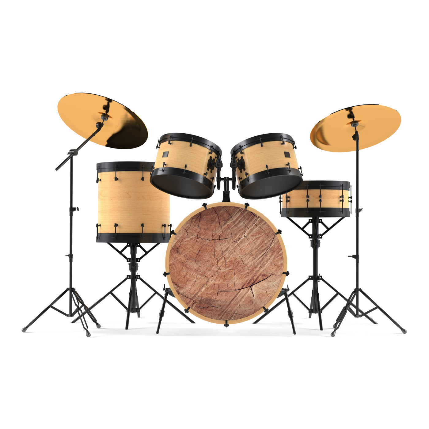 Bassdrumfell-Aufkleber mit Wood-Design