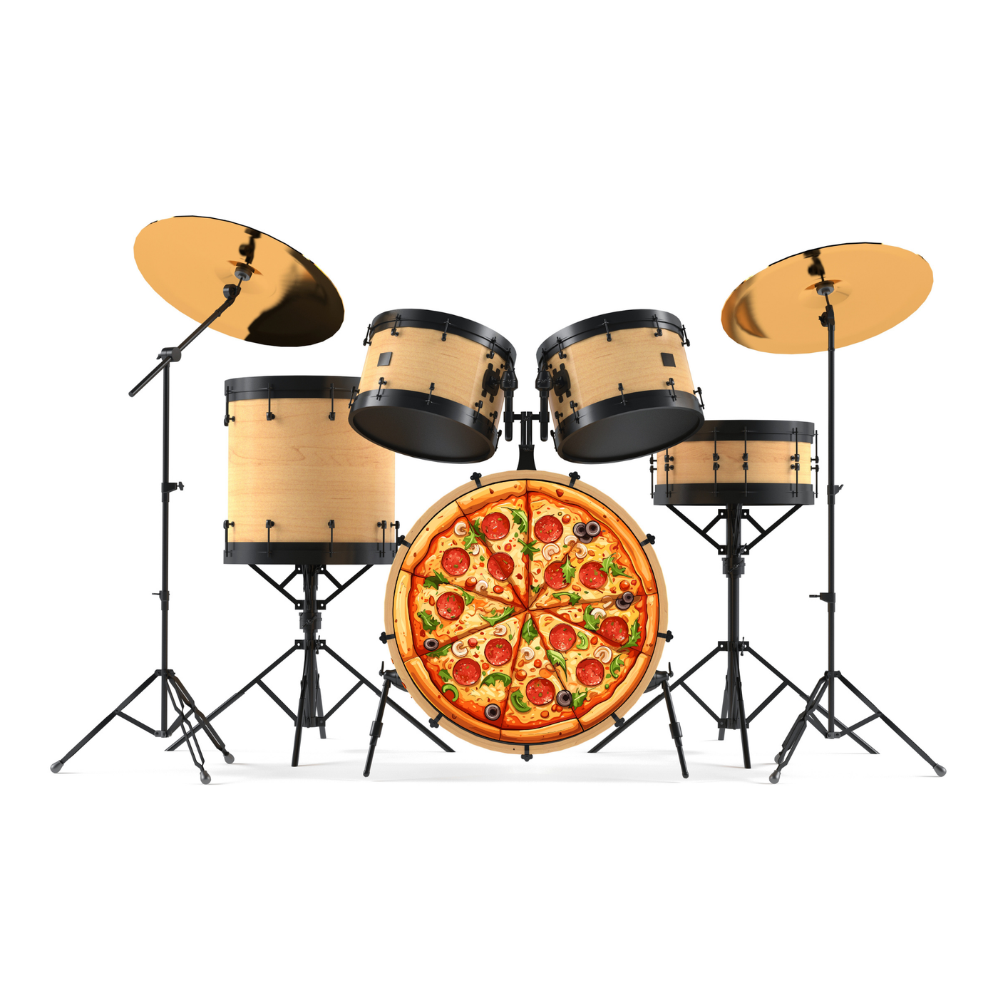 Bassdrumfell-Aufkleber mit Pizza-Design