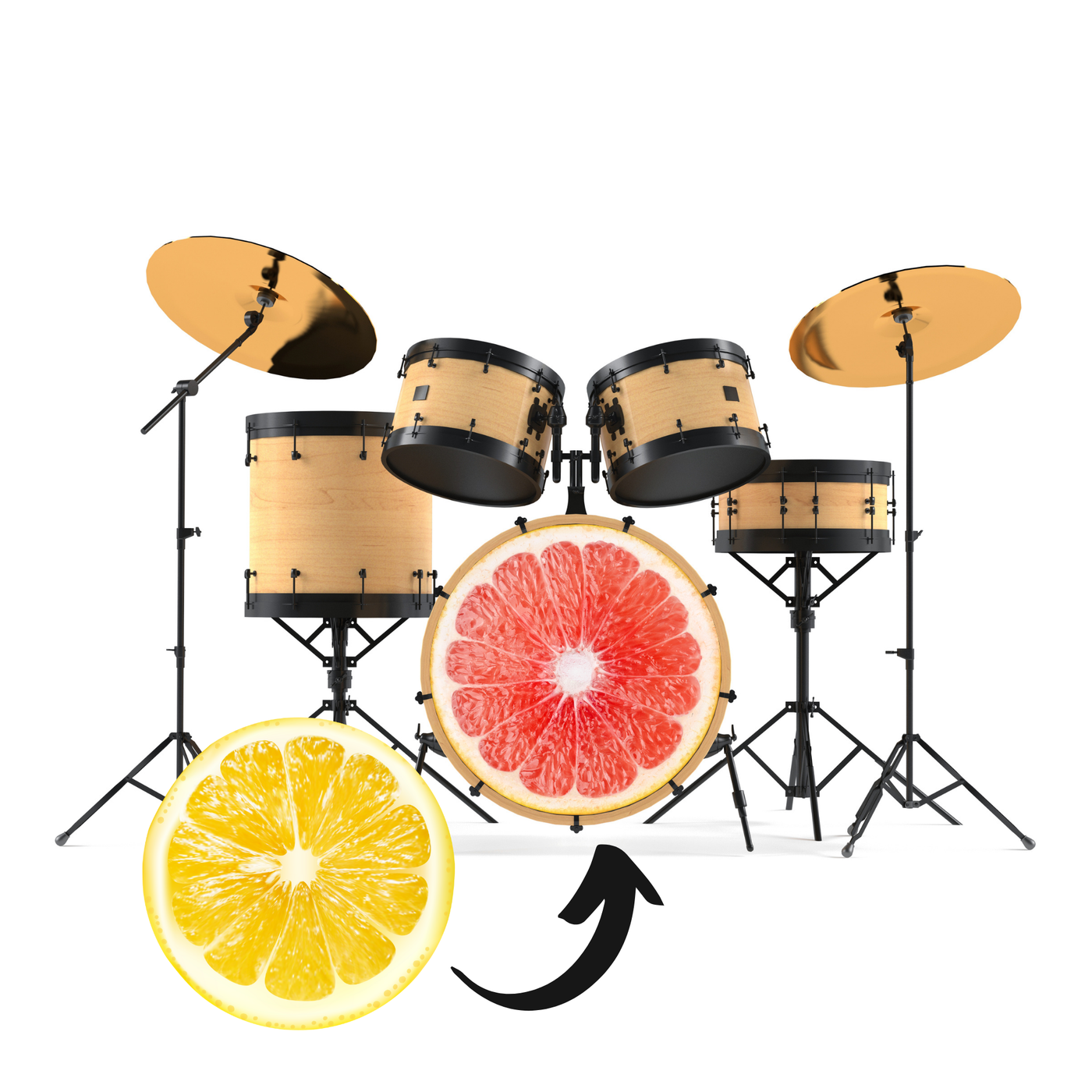 Bassdrumfell-Aufkleber mit Citrus-Design (2er-Set)