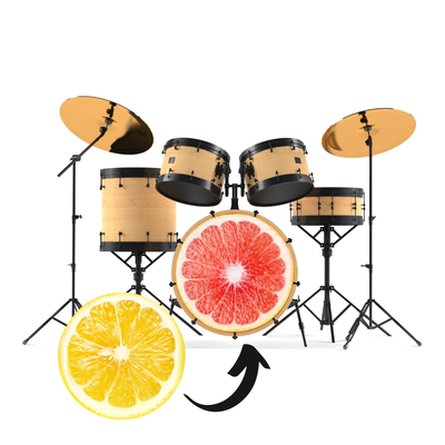 Bassdrumfell-Aufkleber mit Citrus-Design (2er-Set)