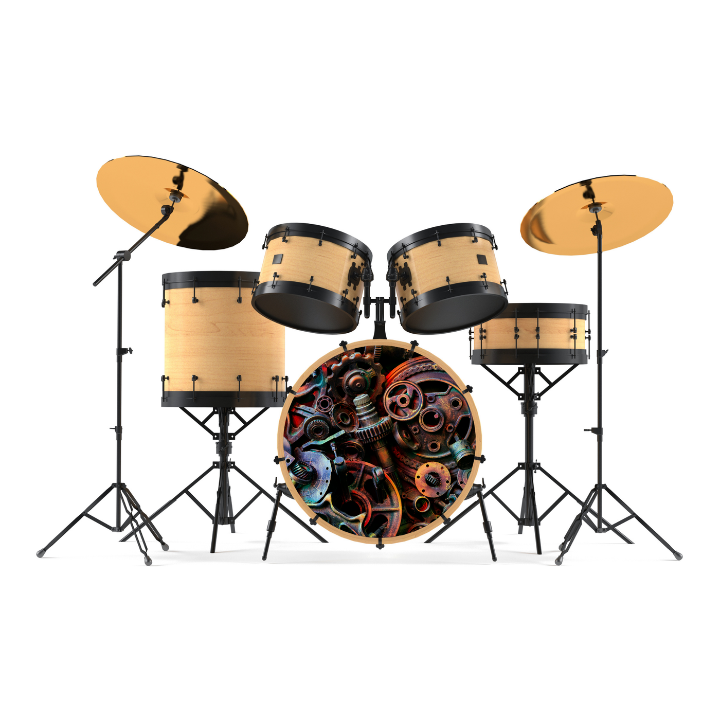 Bassdrumfell-Aufkleber mit Gear-Design