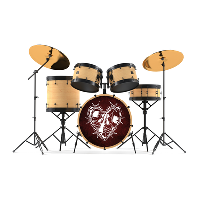 Nachleuchtender Bassdrumfell-Aufkleber mit Skull-Design