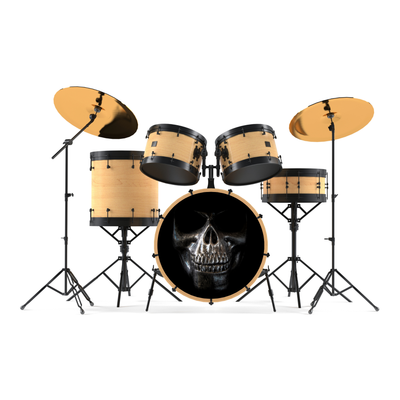 Bassdrumfell-Aufkleber mit Skull-Design