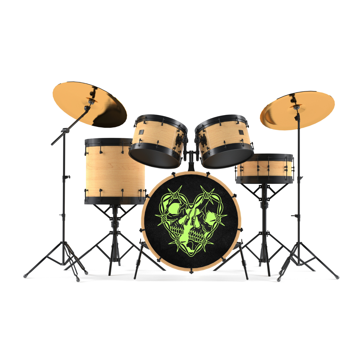 Nachleuchtender Bassdrumfell-Aufkleber mit Skull-Design