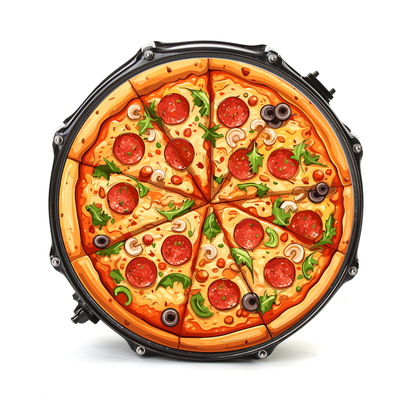 Bassdrumfell-Aufkleber mit Pizza-Design