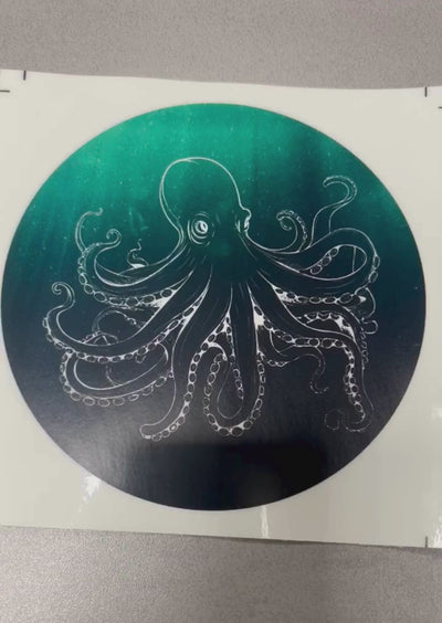 Nachleuchtender Bassdrumfell-Aufkleber mit Octopus-Design